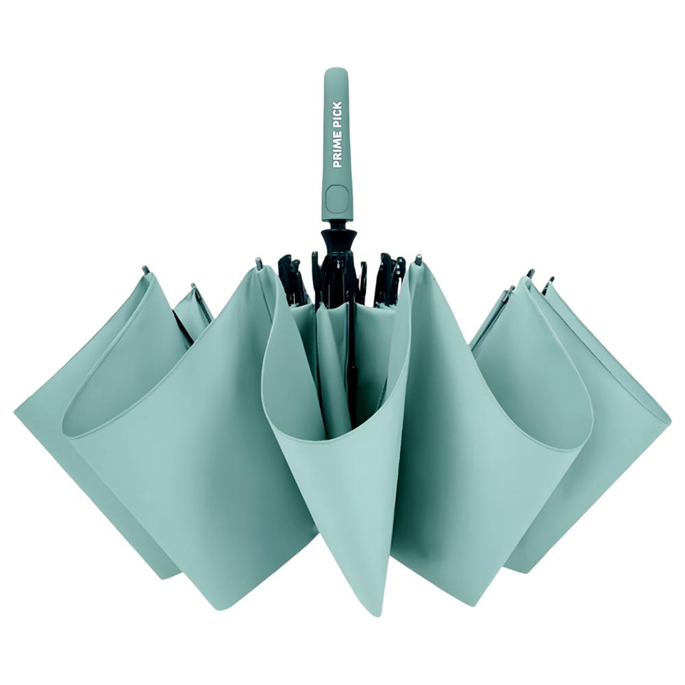 Prime Pick Compact Travel Umbrella With Reflective Strip   Sea Green