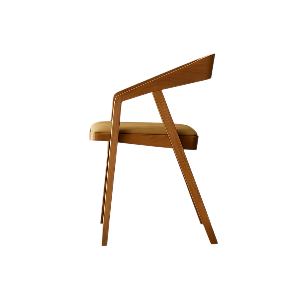 Furniture Solid Sheesham Modern Wooden Dining Chair With Arms, Upholstered Cushioned Seat, Natural Finish Seat Colour Off (Cream) - Dimension (L*W*H): 45*45  Centimeter (Cm)