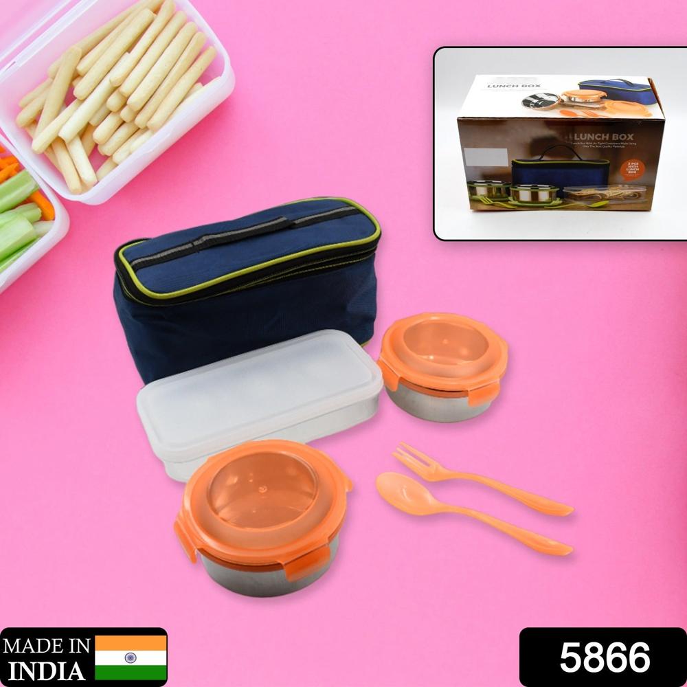 Airtight & Leak Proof Stainless Steel Container Multi Compartment Lunch Box Carry To All Type Lunch In Lunch Box & Premium Quality Lunch Box Ideal For Office , School Kids & Travelling Ideal (3 Different Lunch Box) - Color: Assorted Colours (As Per Image)