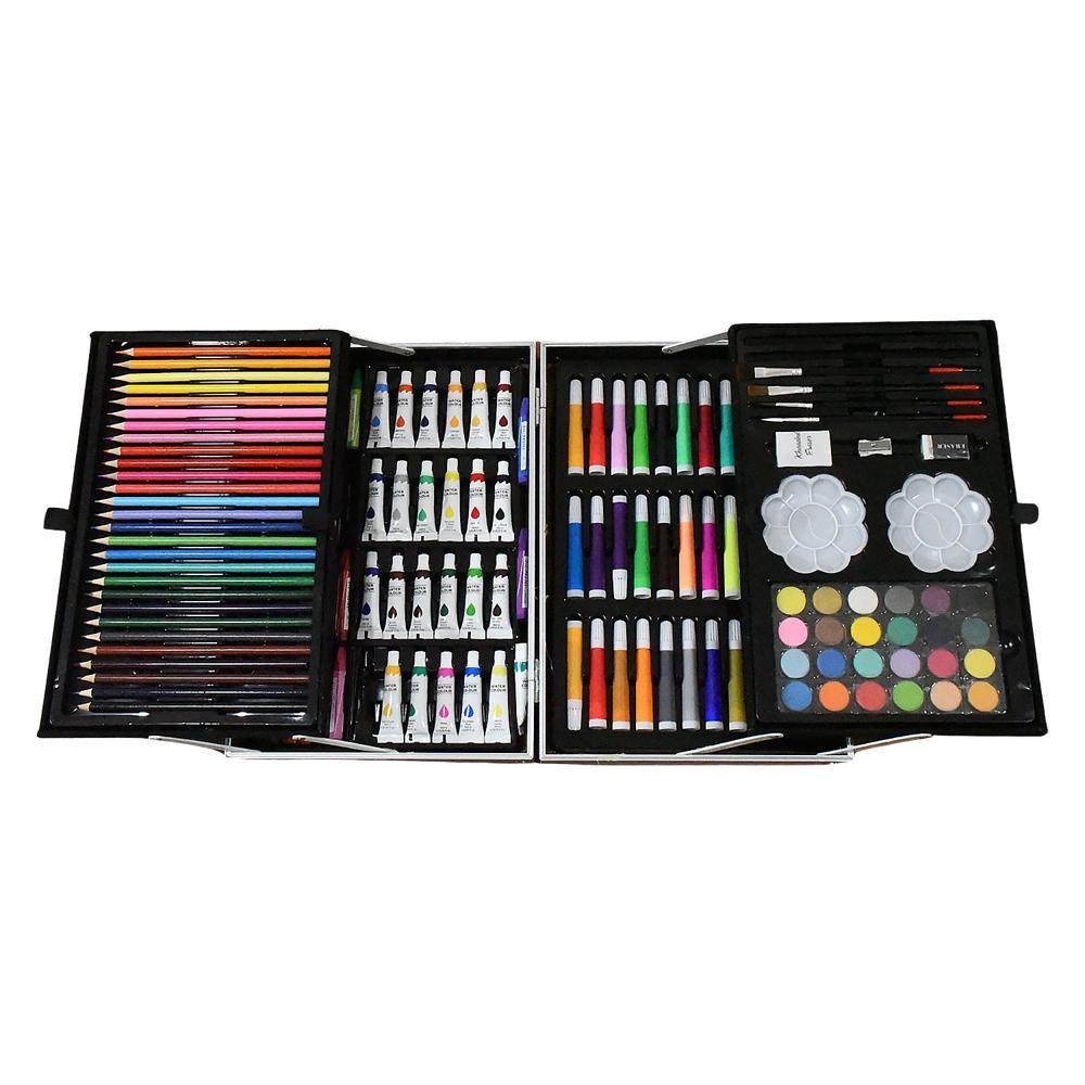 Professional Art Set Drawing Painting Sketching Coloring Kids Set All in 1 Art Case Perfect for Kids with Unicorn Design Case, Shading Crayons Oil Pastels Color Set Watercolor Cakes Paint Brush Sharpener Eraser (145 Pcs Set)