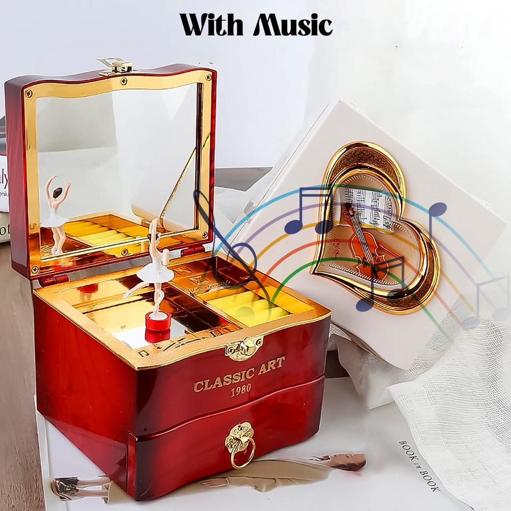 Dancer Ballerina Piano Music Box Hand Crank Music Plastic Box Gift (1 Pc) - Color: Mix