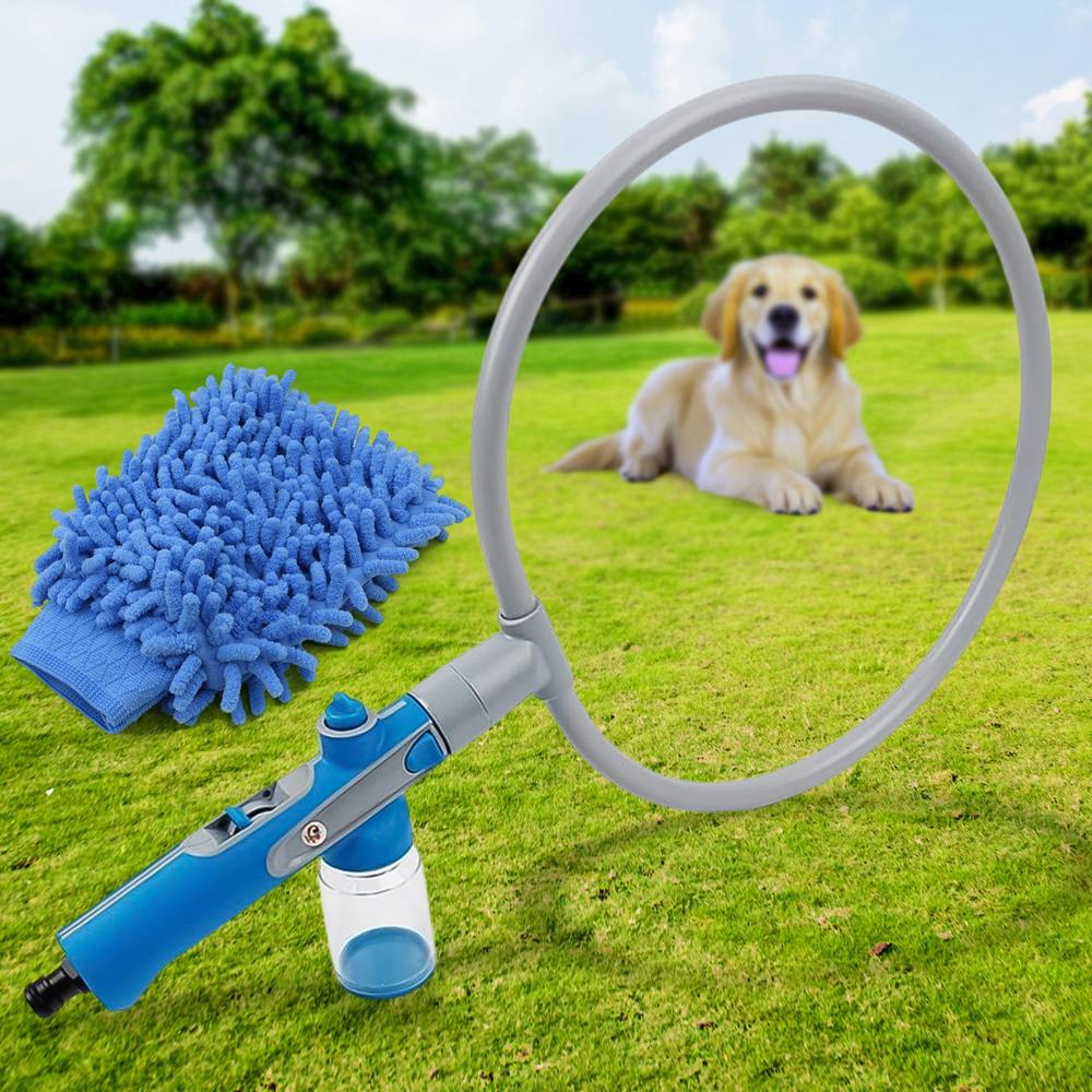 Pet Shower Sprayer, Cat Dog Grooming Bath Massager, With Microfiber Glove (1 Set) - Color: Mix