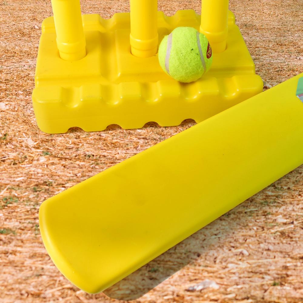 Cricket Kit with Bat, Rubber Ball, Bails, 3 Stumps Stand Base