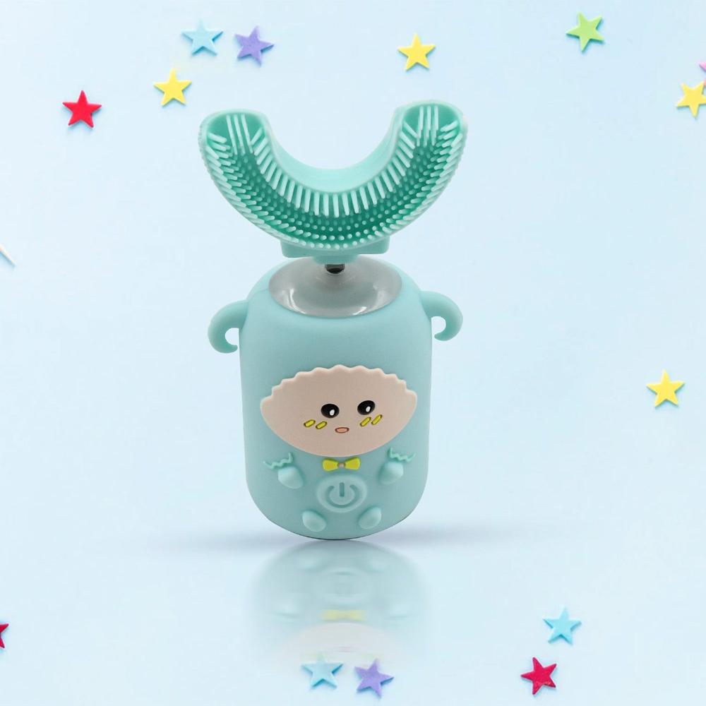 Electric Toothbrush With Light & Music, Kids U-Shaped 360 USB Rechargeable Plastic Automatic Toothbrush Portable Adjustable Cleaning Whitening Toothbrush with USB Charging Function Plastic + ABS for Kids