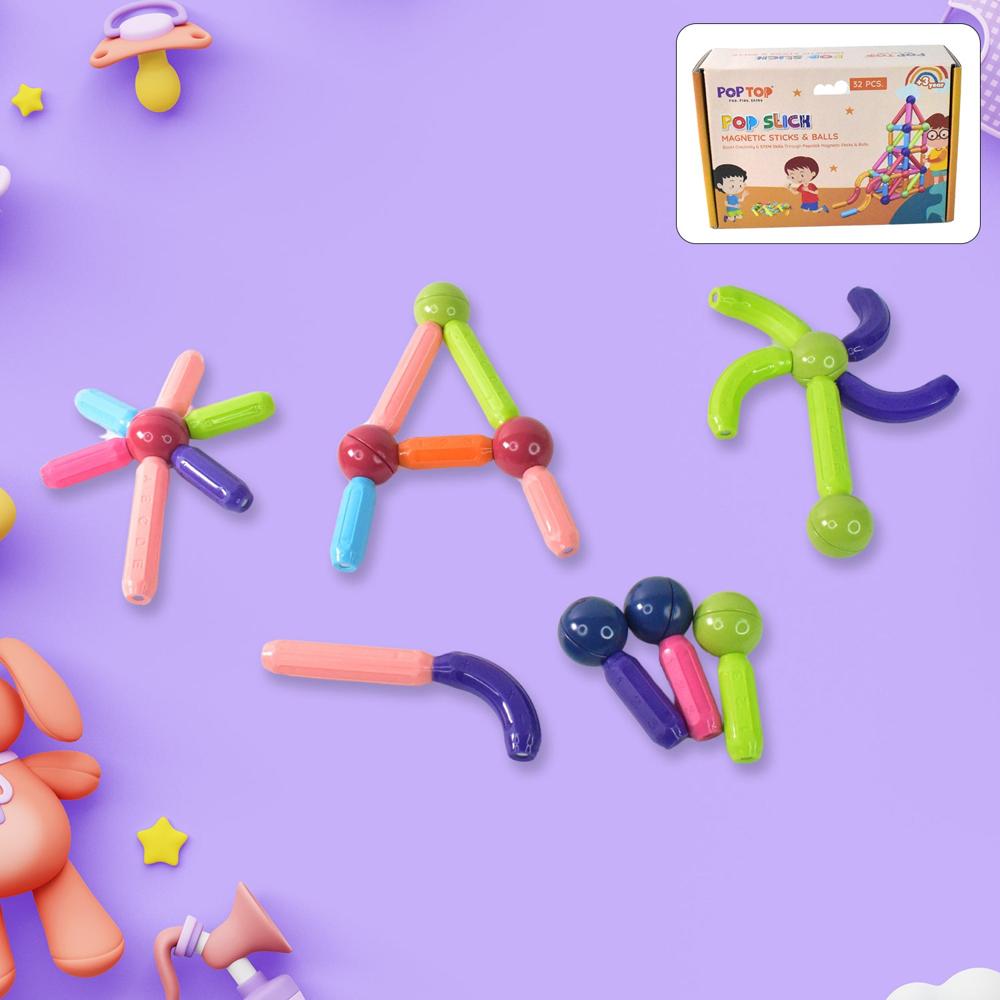 Magnetic Sticks Building Blocks Learning Toy For Kids (32 Pc) - Capacity: 32 Pieces Pcs/hr