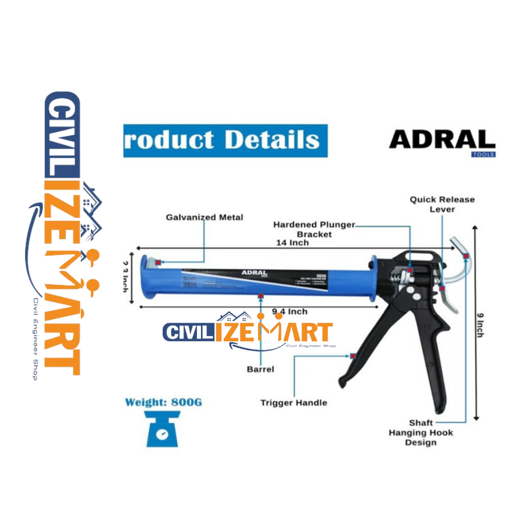 Nail-Free 9-Inch Caulking Gun