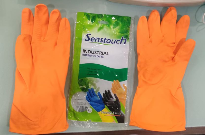 Industrial Rubber Hand Gloves - Color: Orange