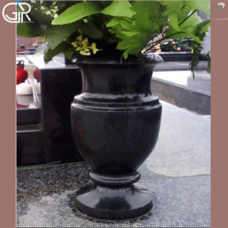 Black Marble Flower Pot