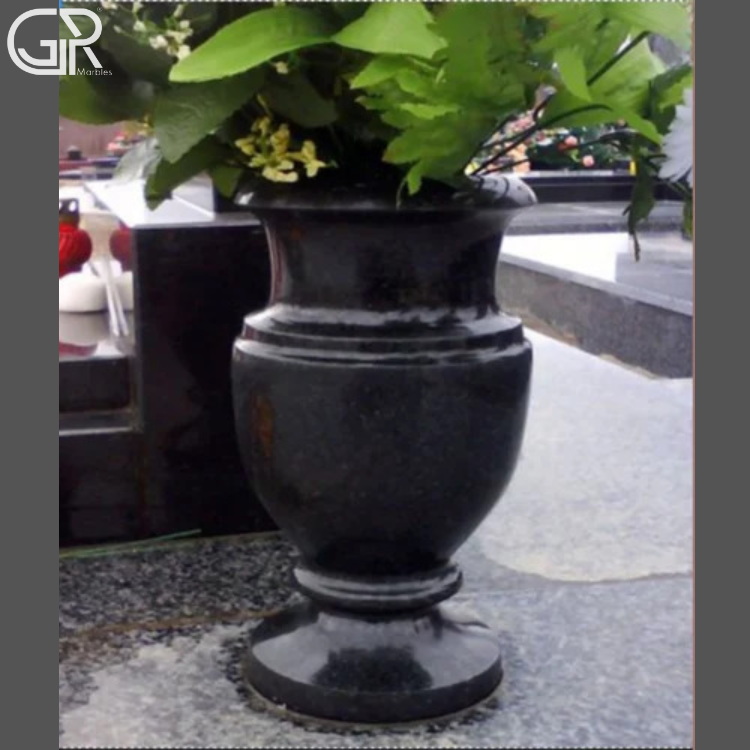Black Marble Flower Pot