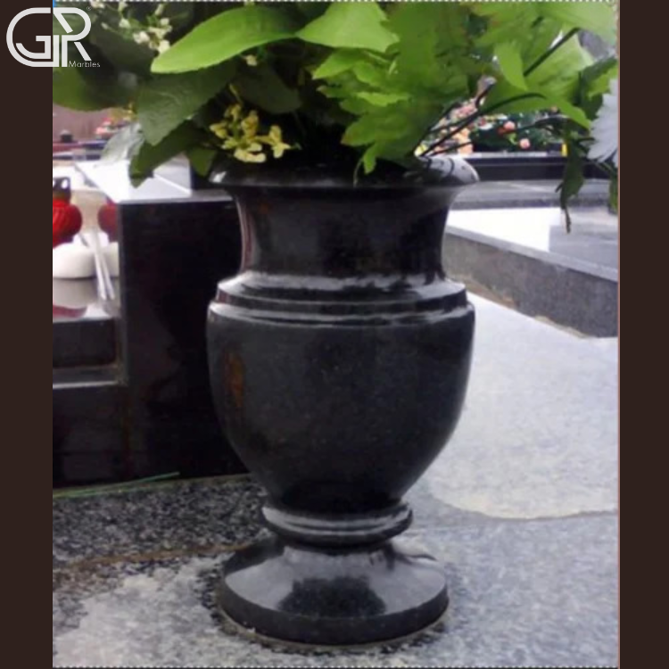 Black Marble Flower Pot