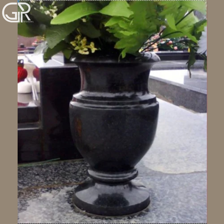 Black Marble Flower Pot