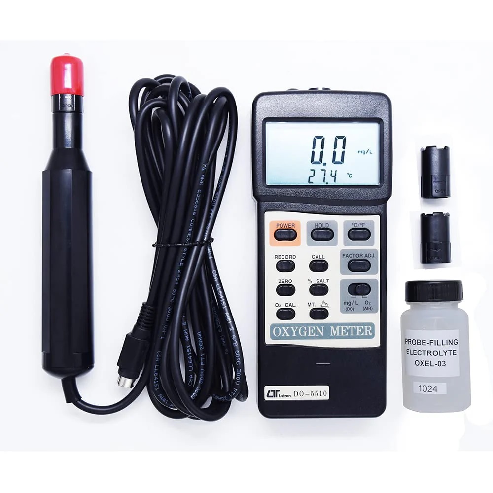 Lutron Do-5510 Dissolved Oxygen Meter - Handheld, 180x72x32mm, 0-20.0 Mg/l Range | Polarographic Probe, Auto Temp Compensation, Ip65 Waterproof