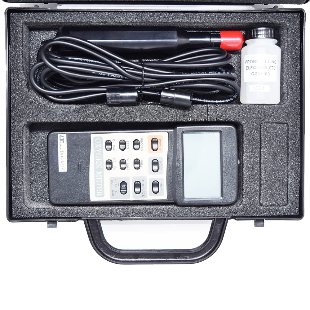 Lutron Do-5510 Dissolved Oxygen Meter - Handheld, 180x72x32mm, 0-20.0 Mg/l Range | Polarographic Probe, Auto Temp Compensation, Ip65 Waterproof