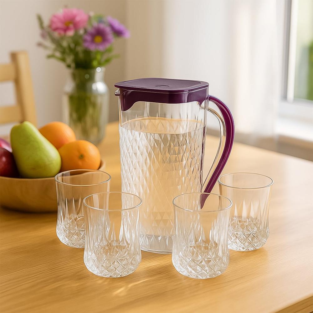 Supermom Roma Plastic Jug With Glasses Combo Set (5 Pc) - Application: Ideal For Serving Water