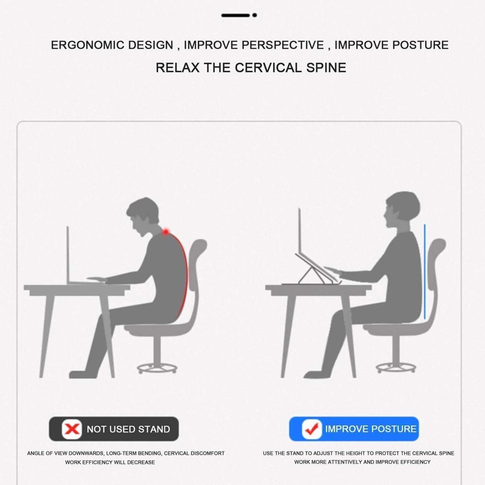 Adjustable Foldable Aluminium Laptop Stand (1 Set) - Color: Mix