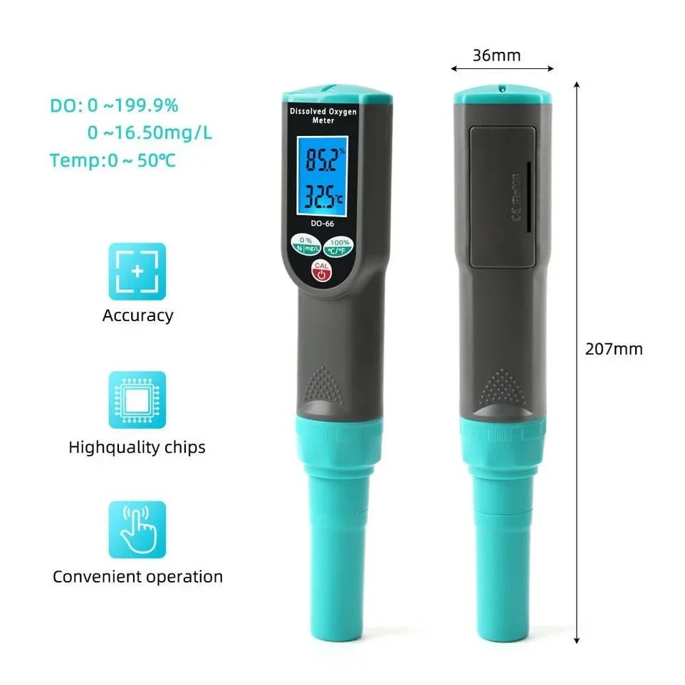 True Sense Pen Type Dissolved Oxygen Tester Meter For Aquarium, Fish Tank, Aquaculture, DO-66