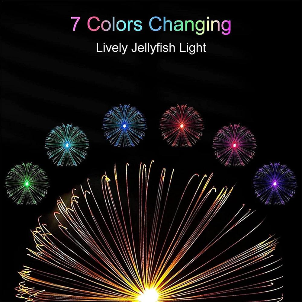 Solar Outdoor Lights  7-Color Waterproof Jellyfish Like Firework Home Decor (2pcs)