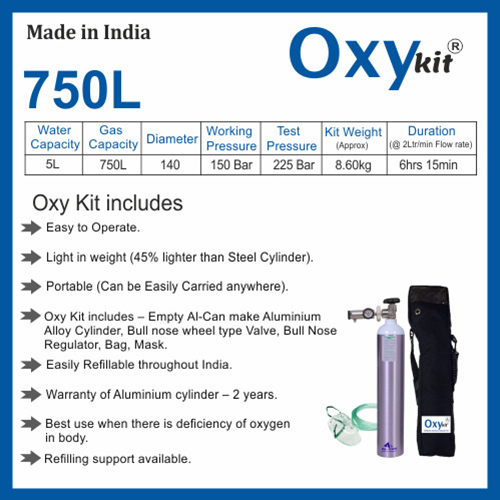750 Litre Oxygen Cylinder Kit