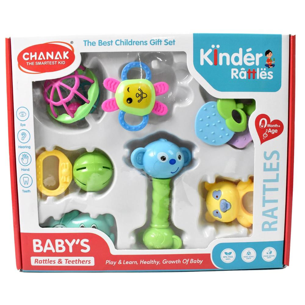 Kinder Rattles & Teething Set  Non-Toxic Shake & Grab Baby Toys (8 Pcs Set)
