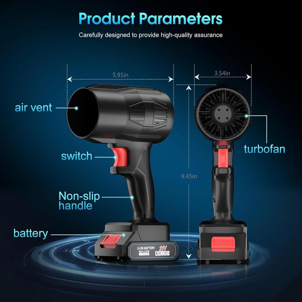 High Power Cordless Leaf Blower Fan with Rechargeable Battery (1 Pc)