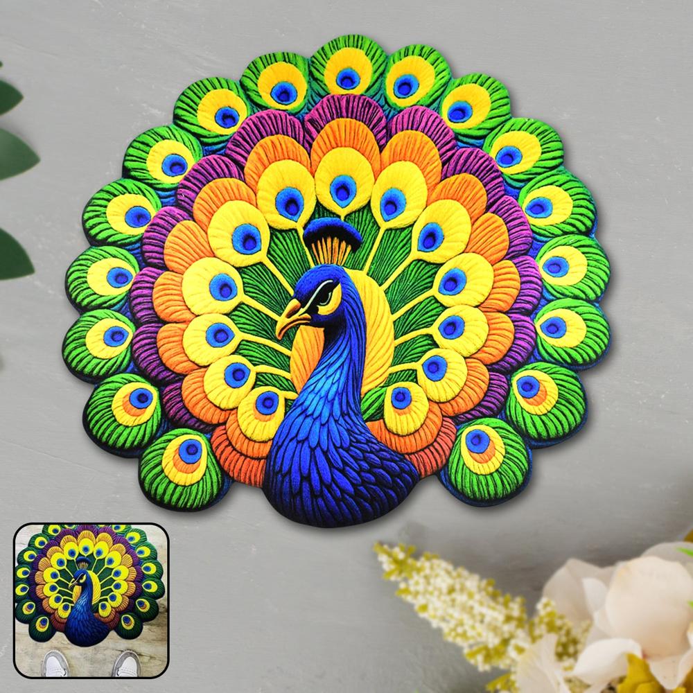 Peacock Design Anti-Slip Floor Mat - (1 Pc) - Application: Home