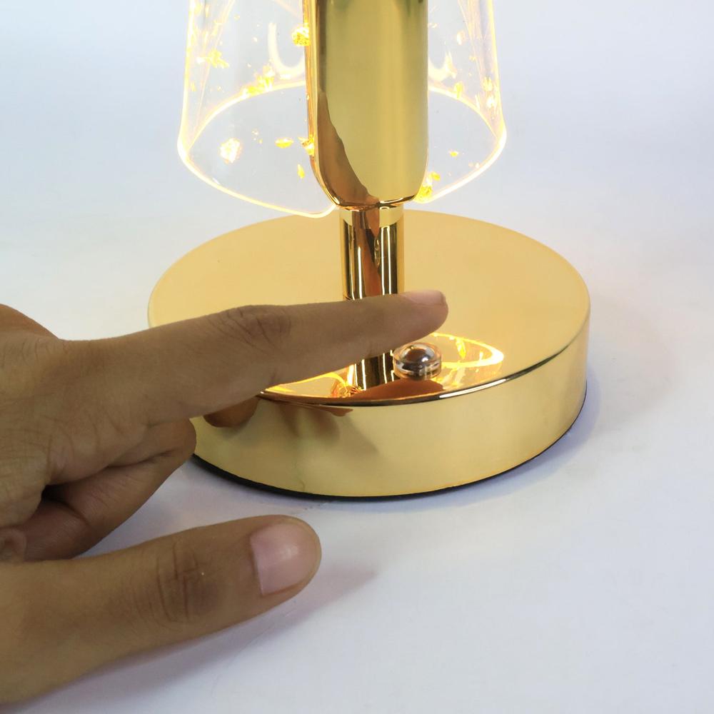 Luxury Golden Crystal LED Double Shade Table Lamp (1 Pc)