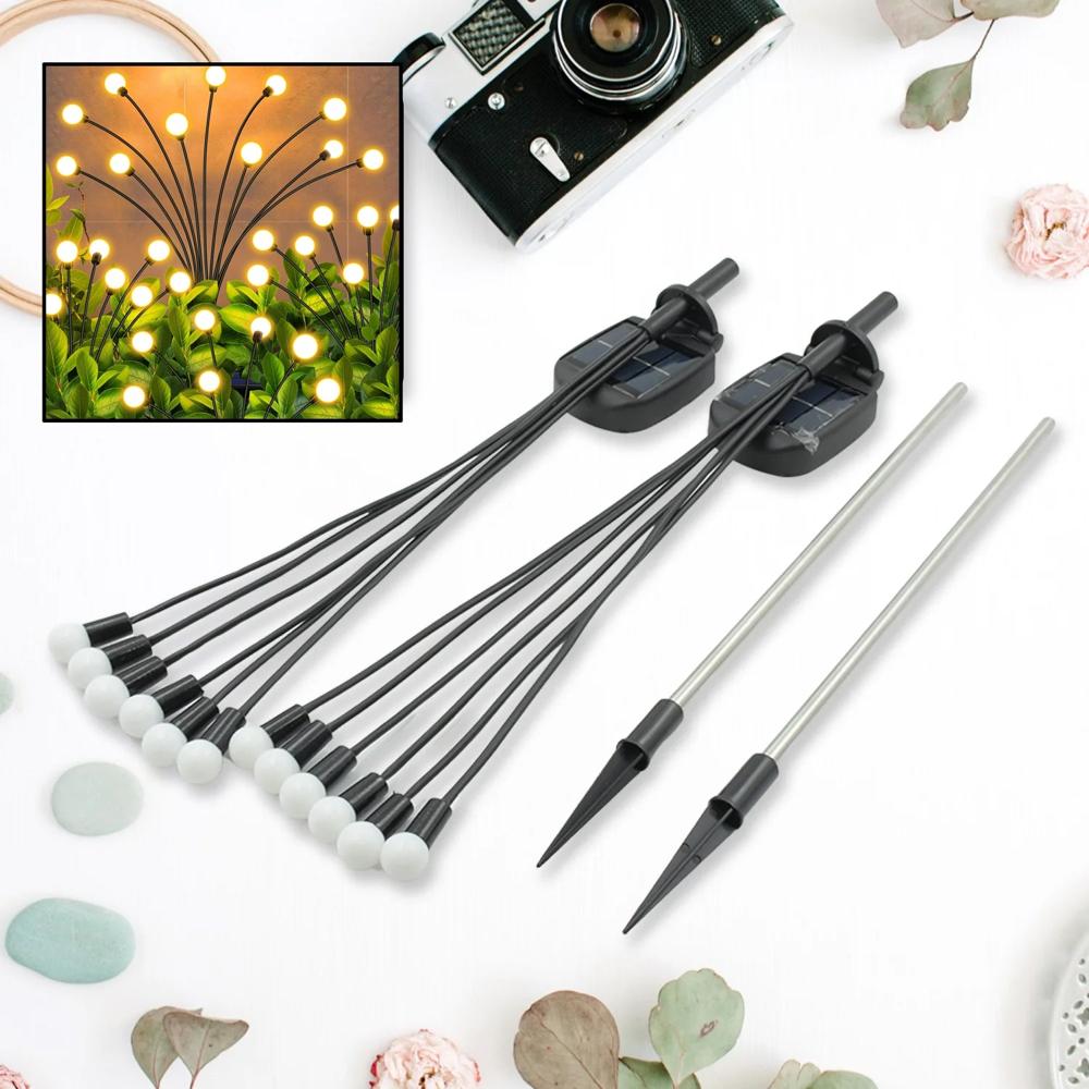 Solar Firefly Lights For Garden Decor (2 Pc, 12 Led Warm) - Color: Mix