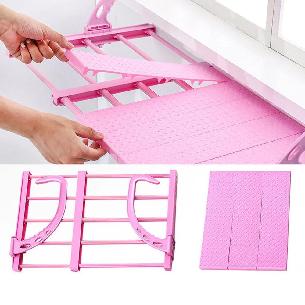 Multi-function Hanging Window Retractable Drying Shoe Rack - Color: Mix