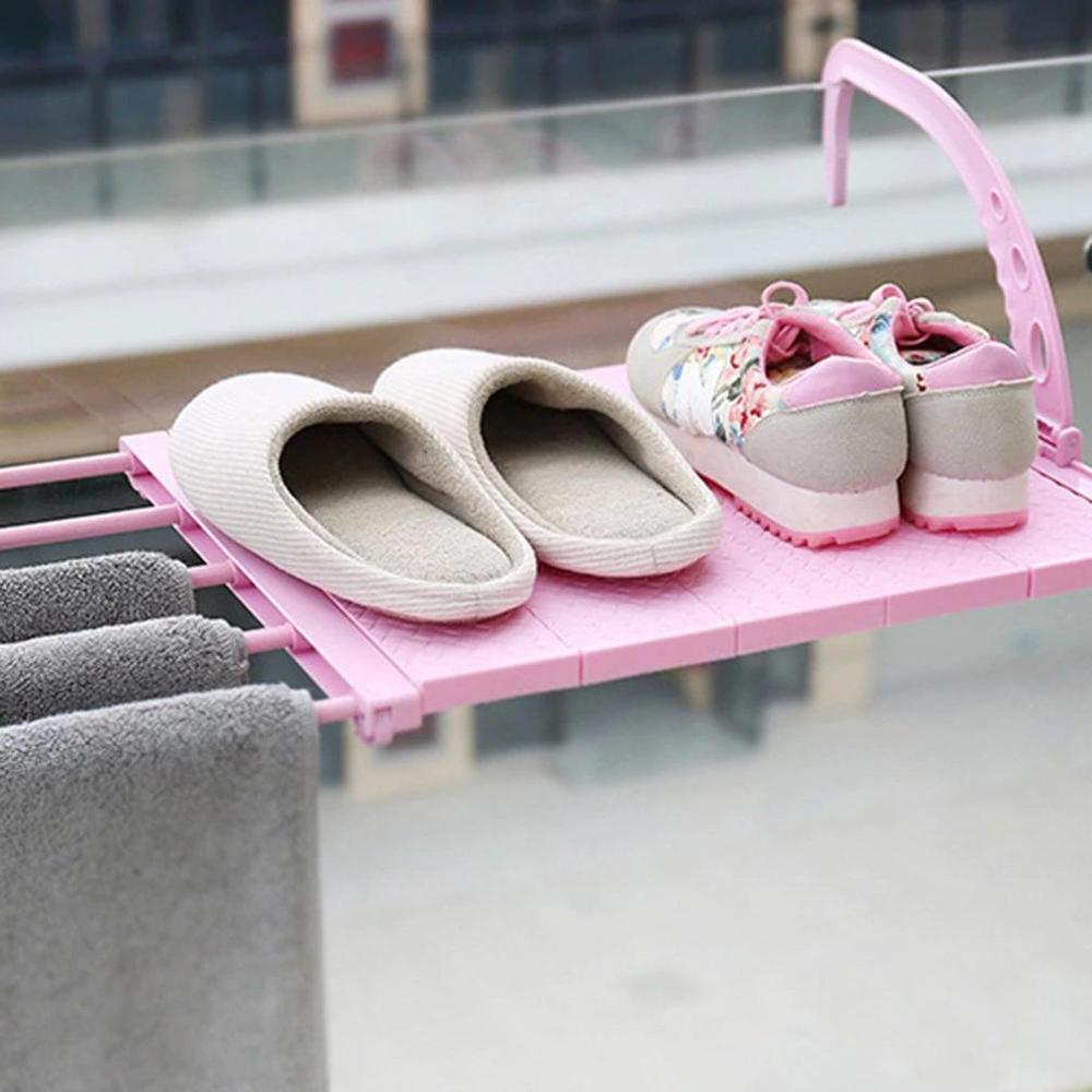 Multi-function Hanging Window Retractable Drying Shoe Rack - Color: Mix