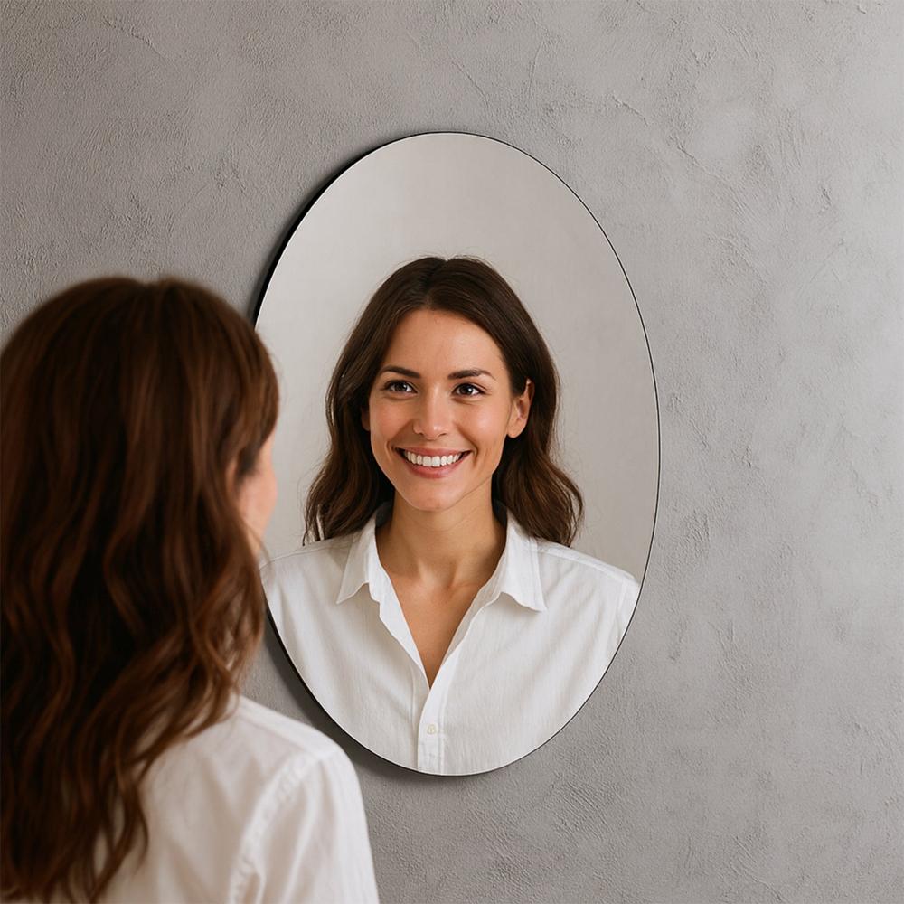 Elegant Oval Frameless Wall Mirror For Home & Office Decor (6 Pc) - Color: Mix