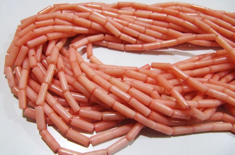 Amazing Pink Coral Italian Tubelite Shape Beads Size 3x9mm Approximately Sold per Strand of 14 Inches Long