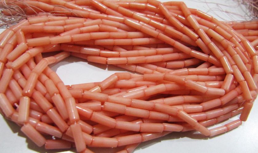 Amazing Pink Coral Italian Tubelite Shape Beads Size 3x9mm Approximately Sold per Strand of 14 Inches Long