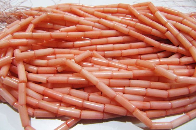 Amazing Pink Coral Italian Tubelite Shape Beads Size 3x9mm Approximately Sold per Strand of 14 Inches Long