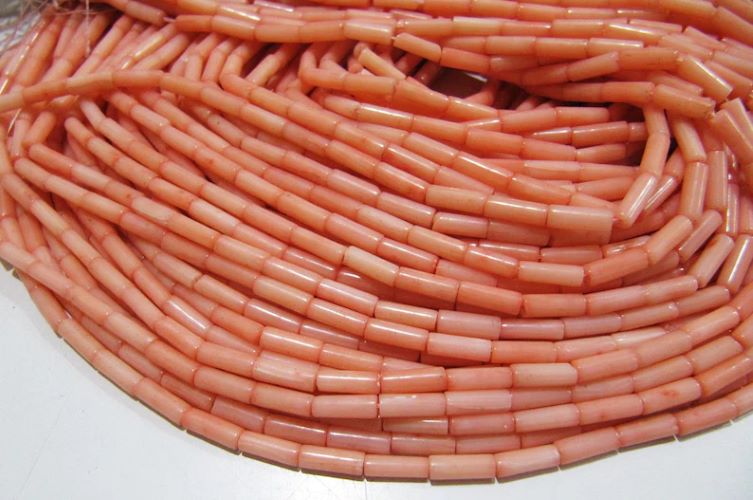 Amazing Pink Coral Italian Tubelite Shape Beads Size 3x9mm Approximately Sold per Strand of 14 Inches Long