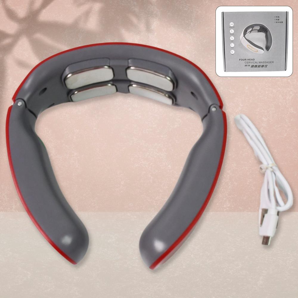 4 Heads Smart Electric Neck And Back Pulse Massager (1 Pc / Mix Design) - Material: Plastic