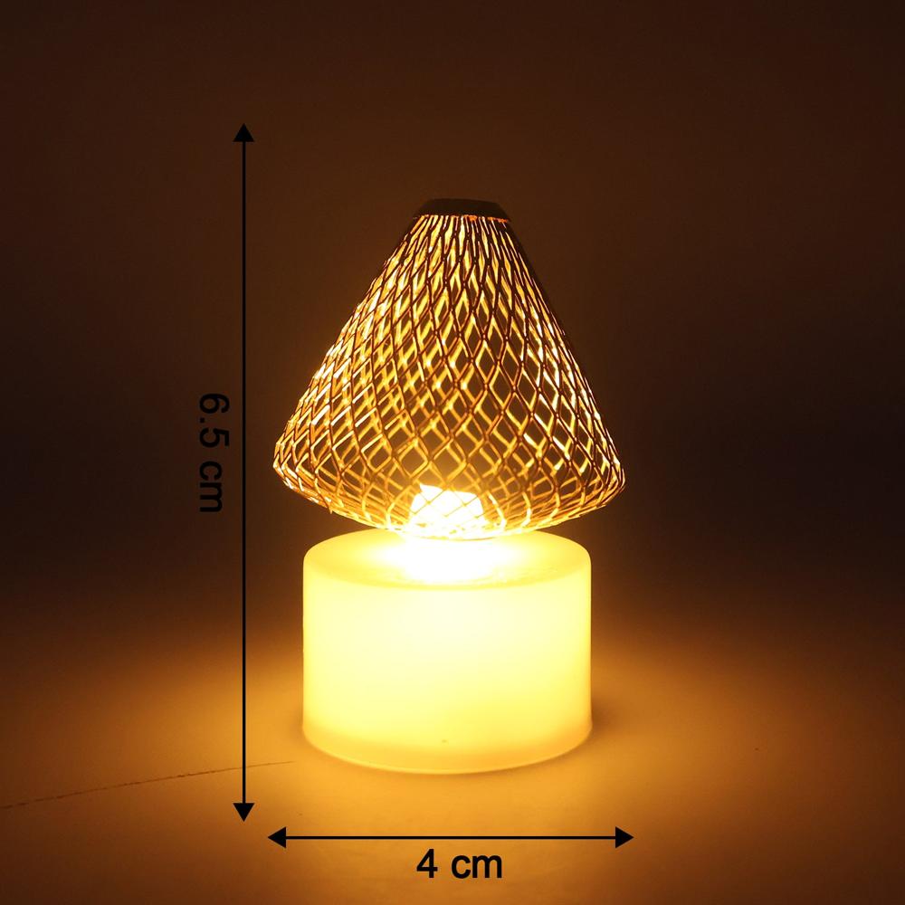 Set of 12 Decorative LED Flameless Candle Lights with Golden Net Cover
