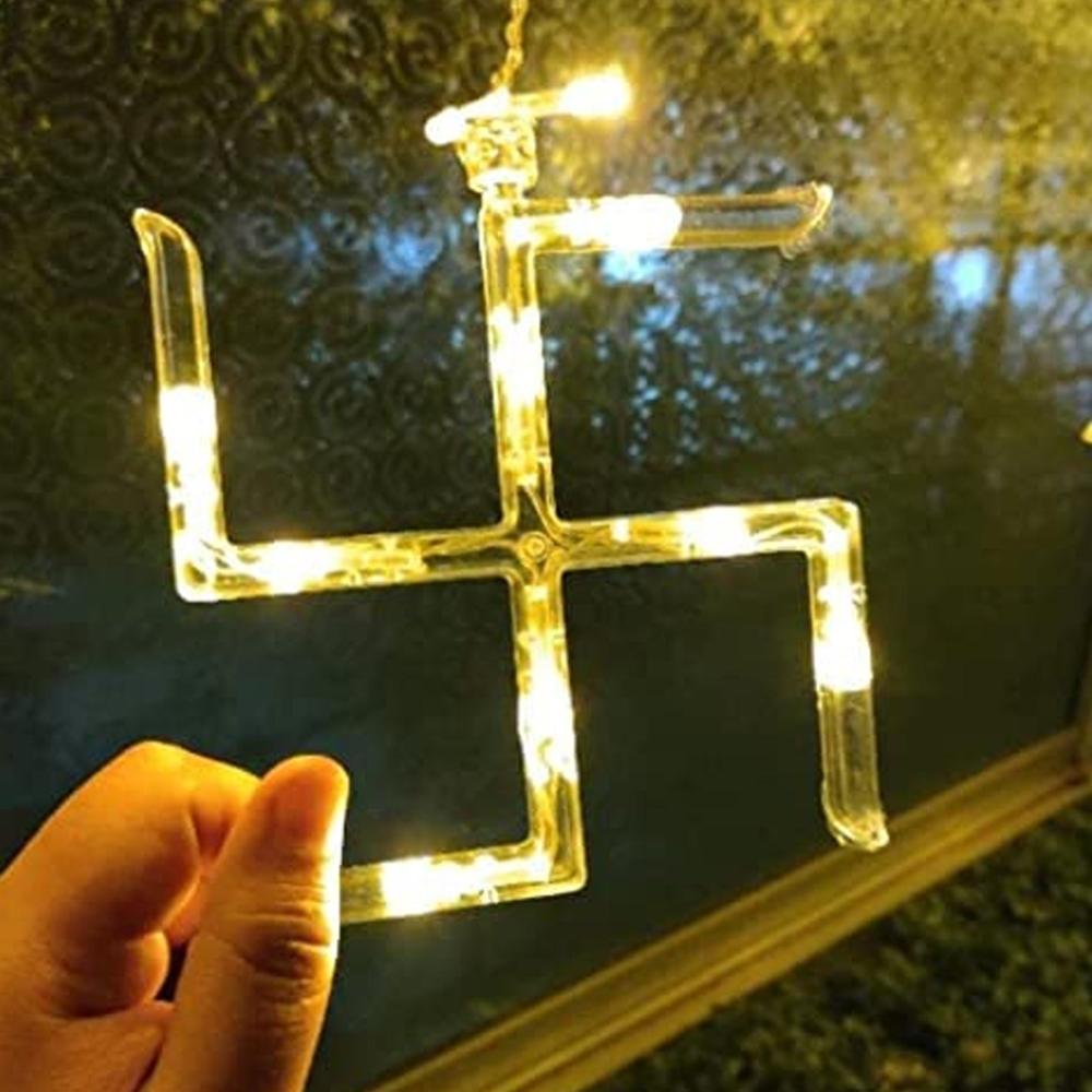 Swastik Om Curtain Decorative LED String Lights with 12 Props for Diwali & Home