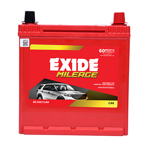 Exide Mileage Ml45D21Lbh Battery 60Months Warranty (30 Foc And 30 Pro- Rata) - Car Make: For Use In Cars