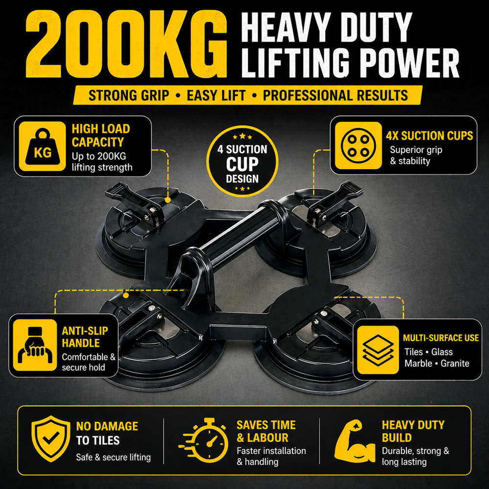 Heavy Duty Vacuum 4 Cup Suction Lifter