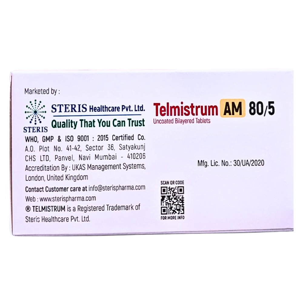 Telmisartan 80 Mg And Amlodipine 5 Mg Tablets - Brand Name: Telmistrum Am 80/5