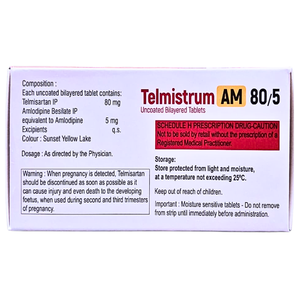 Telmisartan 80 Mg And Amlodipine 5 Mg Tablets - Brand Name: Telmistrum Am 80/5
