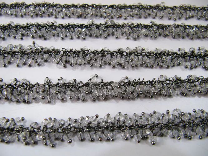 1 Foot Clear Quartz Grape Rondelle Faceted Beaded Hydro Quartz Crystal Quartz Rosary Bead Chain