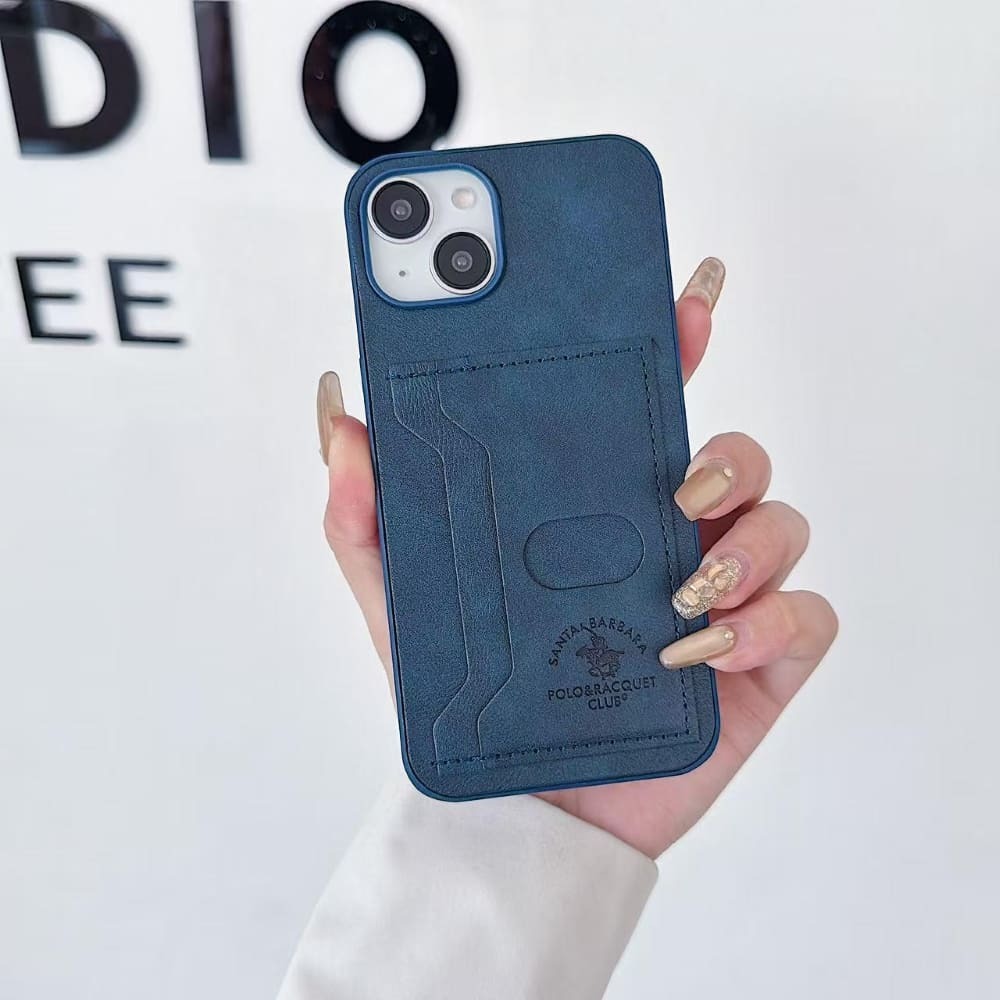 Blue Smart Slot Leather Phone Case
