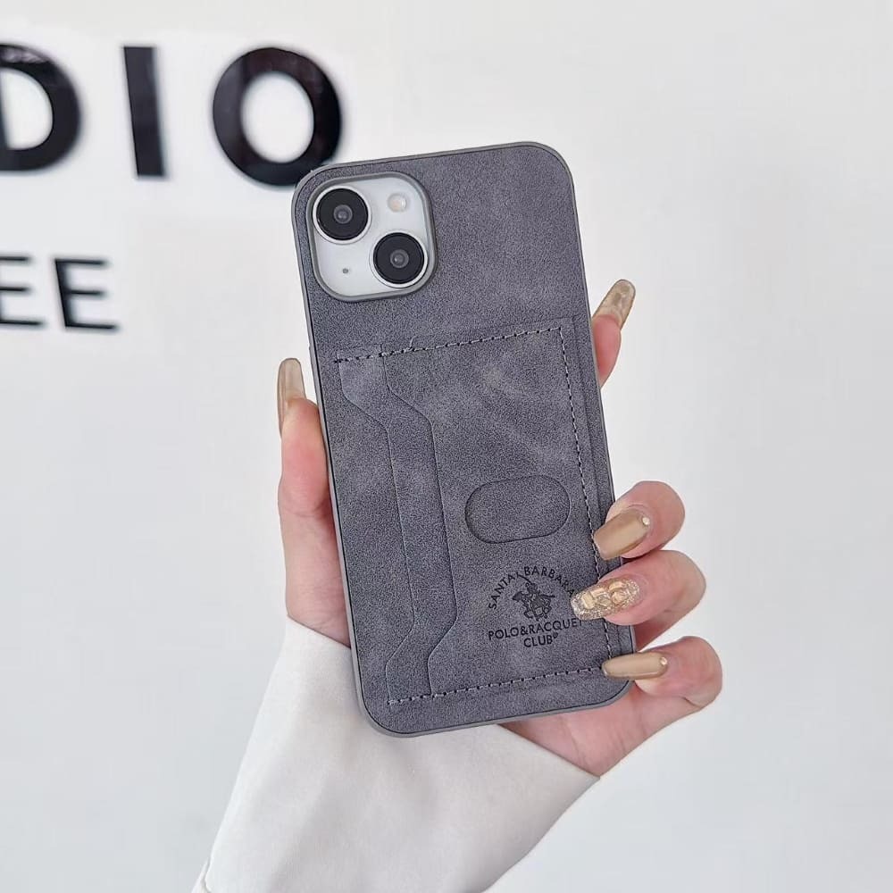 Grey Smart Slot Leather Phone Case