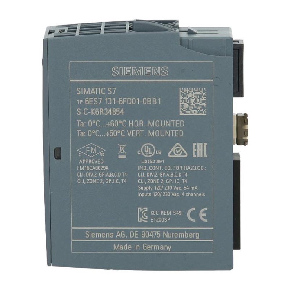 6es7131-6fd01-0bb1 Digital Input Module - Plastic Housing, 15 Mm Width, Grey/black, 16 Channels 24v Dc, Pnp Signal | Hot Swapping, Module Diagnostics, Din-rail Mounting, Ip20 Protection