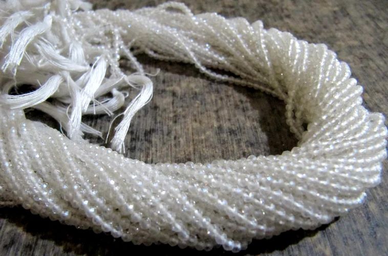 Natural Rock Crystal 2mm Rondelle Micro faceted Gemstone Beads Strand 13 Inches Long 