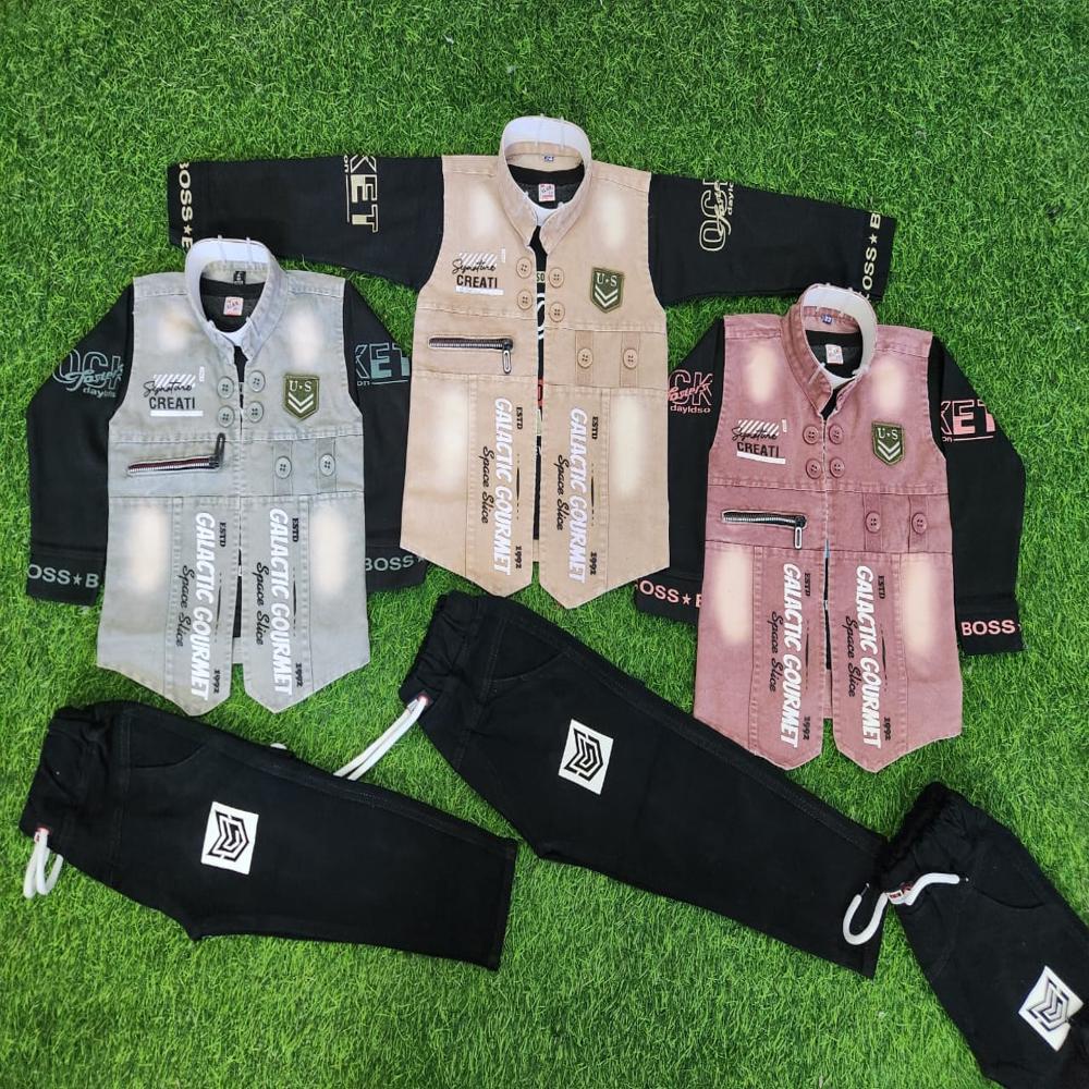 Kids Trendy Zipper Jacket With Jogger Set