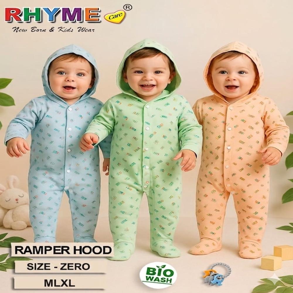 Full-Sleeve Hooded Footed Romper for Newborns