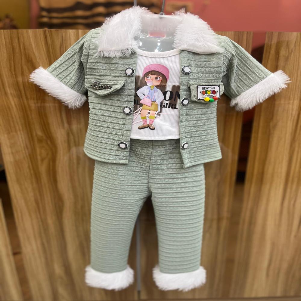 Girls Elegant Peach Top & Pant Co-Ord Set