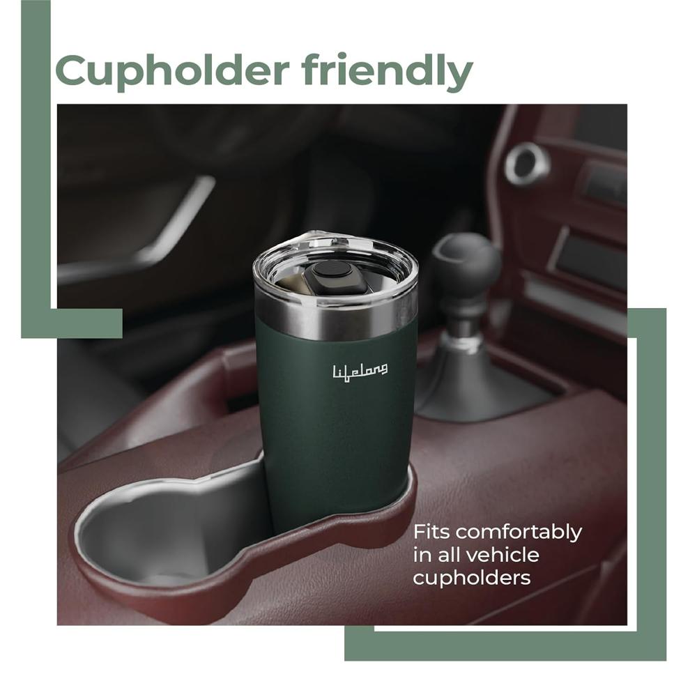 Lifelong Double-Walled Vacuum Insulated Coffee Mug 600ml| Keeps Drinks Hot for 8 Hours & Cold for 12 Hours | Durable Stainless Steel with Comfort-Grip(LLTBR06)